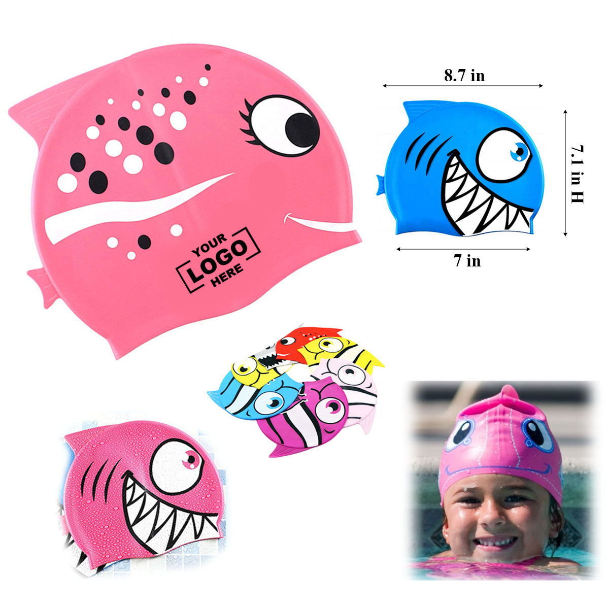 NW022 Kids Cartoon Fish Swim Caps