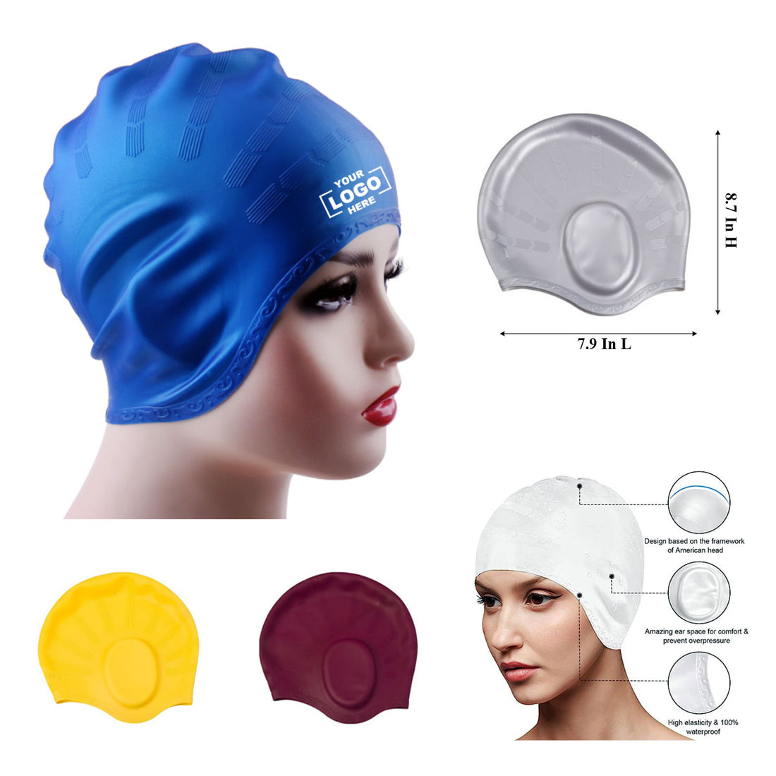 NW021 Silicone Ear Protection Swim Caps