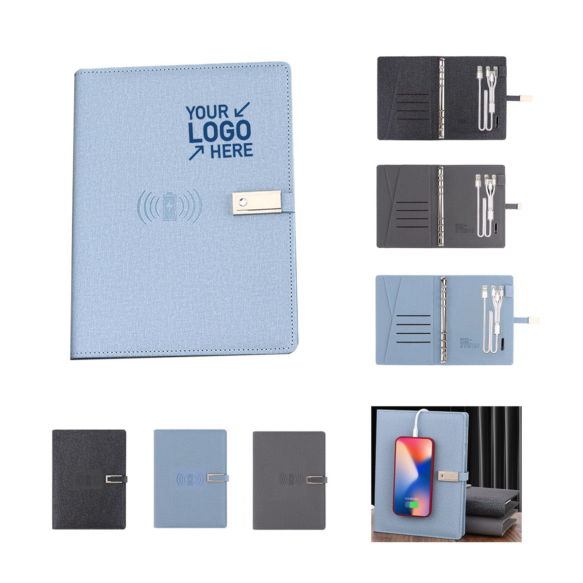 NW058 A5 Loose-Leaf Notepad Power Bank with Wireless Charger