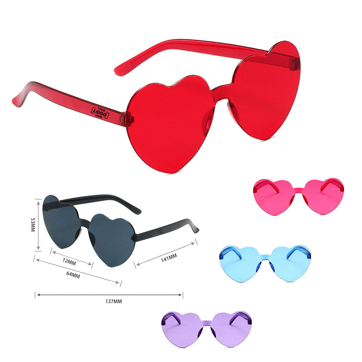 NW012 Frameless Heart-Shaped Sunglasses