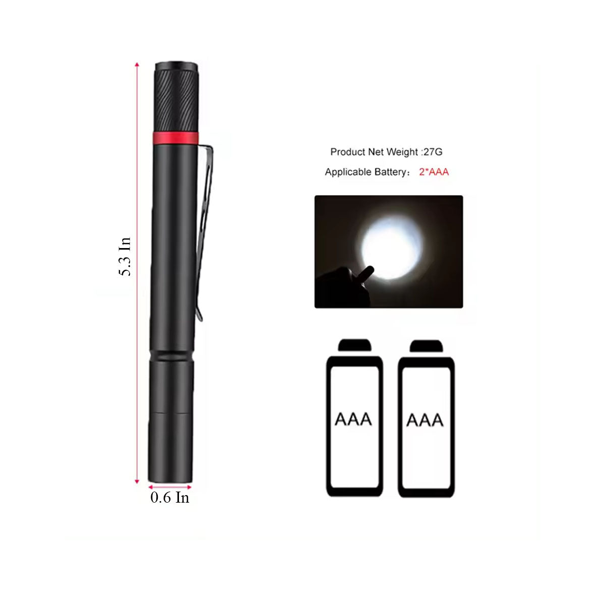 NW042 Aluminum Pen Pocket Flashlights