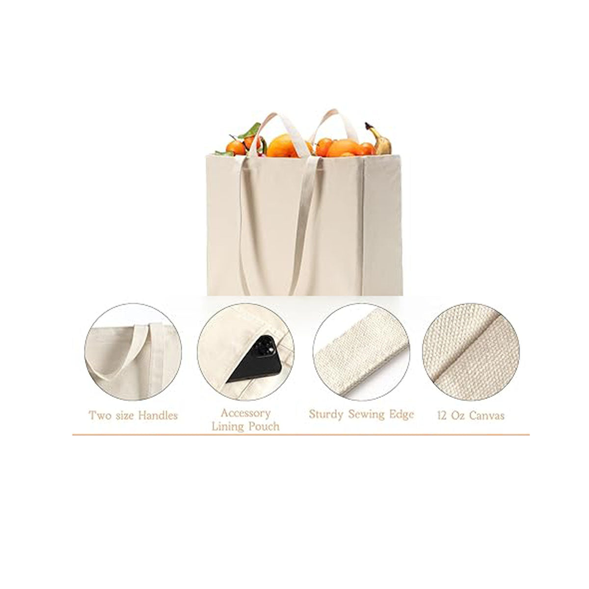 NW004 Cotton Canvas Grocery Shopping Bags