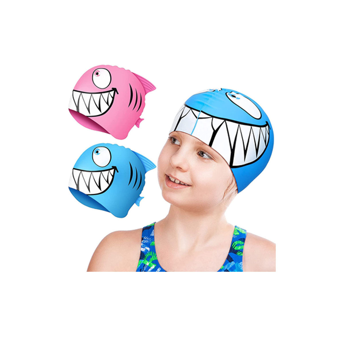 NW022 Kids Cartoon Fish Swim Caps