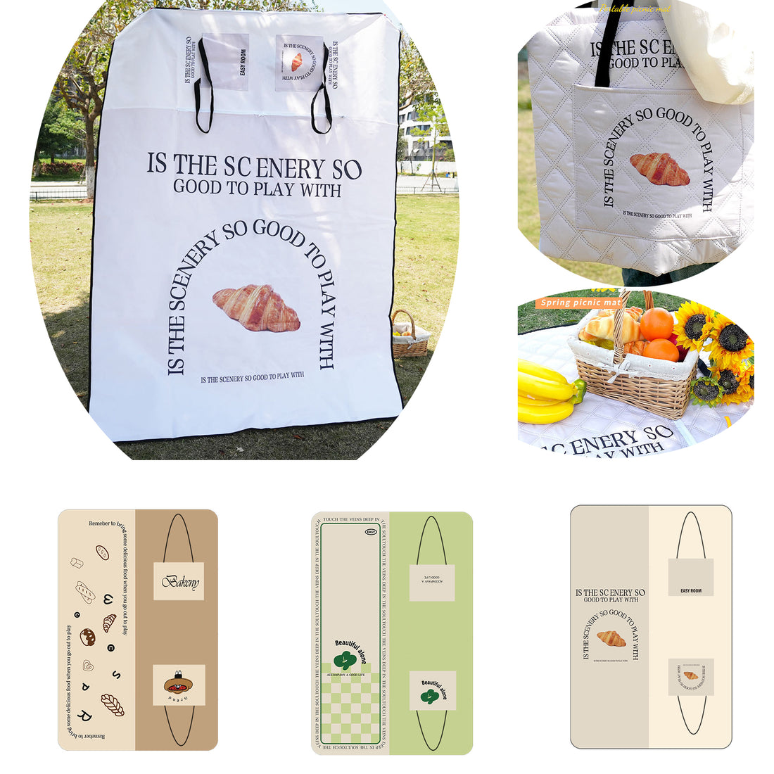 SUPSCH020  portable picnic moisture-proof mat zipper bento bag