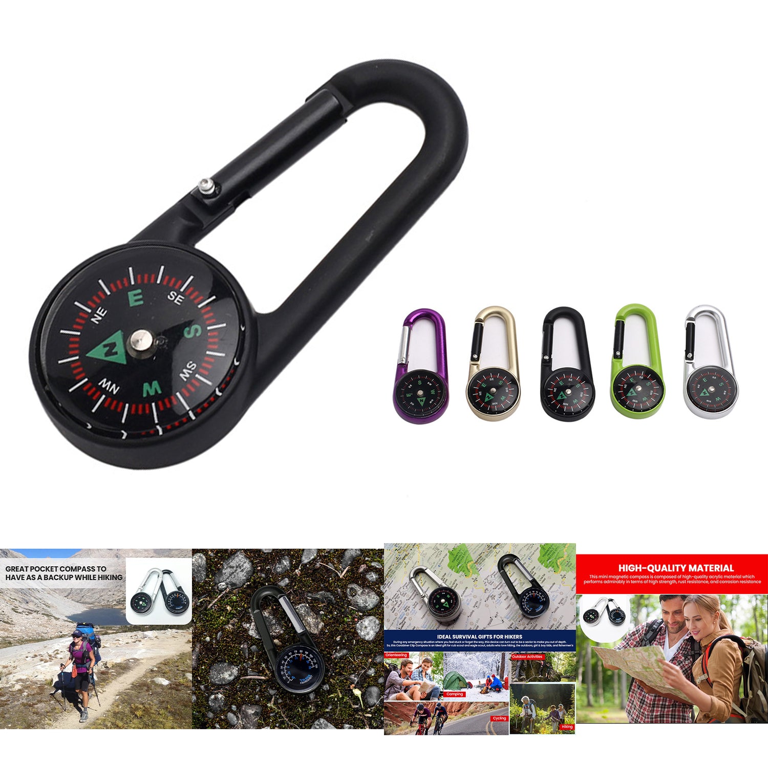 SUPSCH237 Carabiner Clip On Compass Hiking