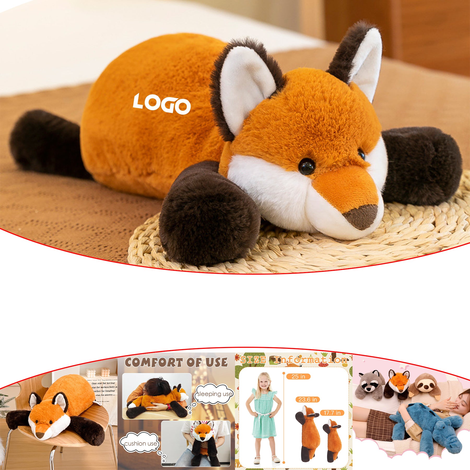 SUPSCH049  Plush Fox Pillow