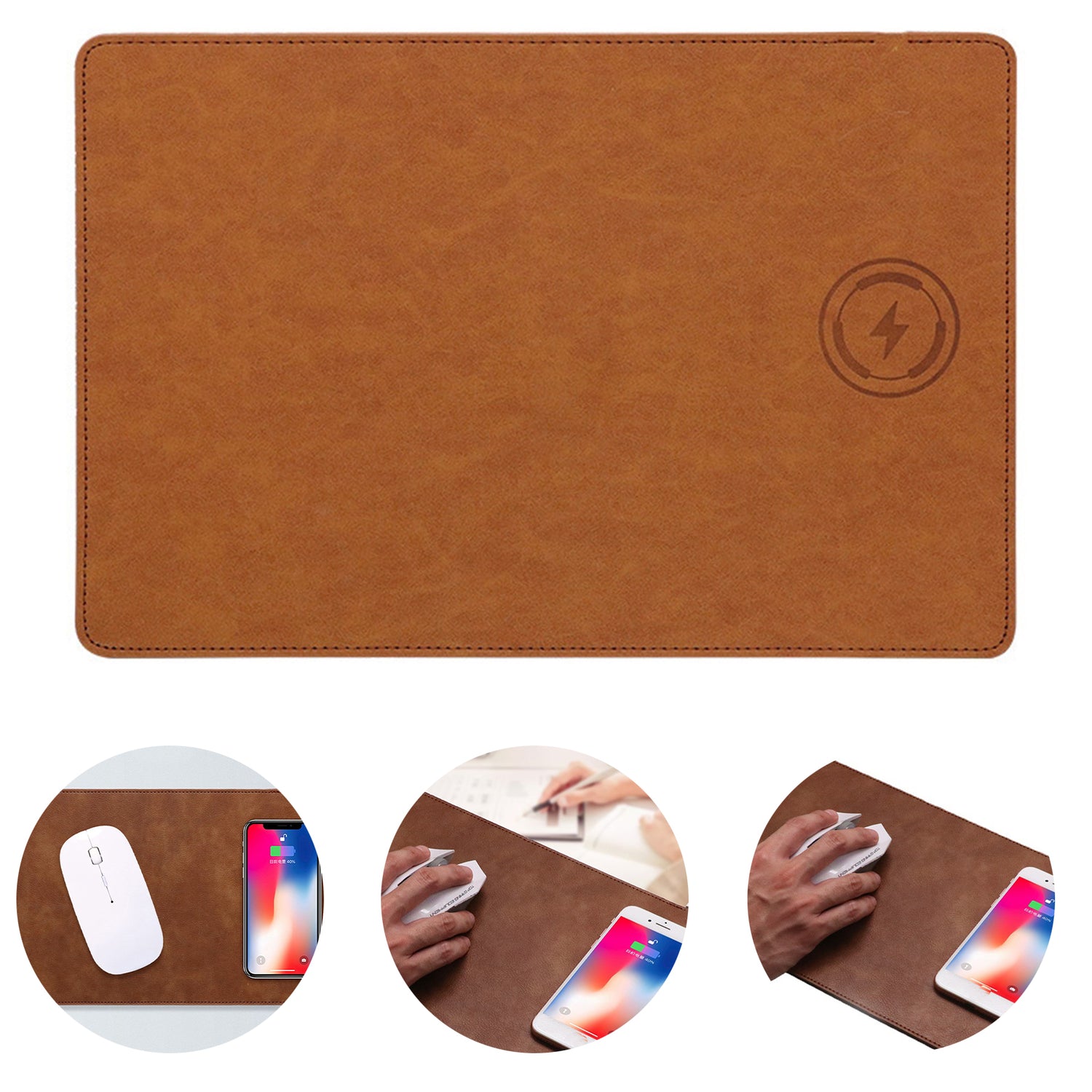 SUPSCH059 Leather Wireless Charging Mouse Pad