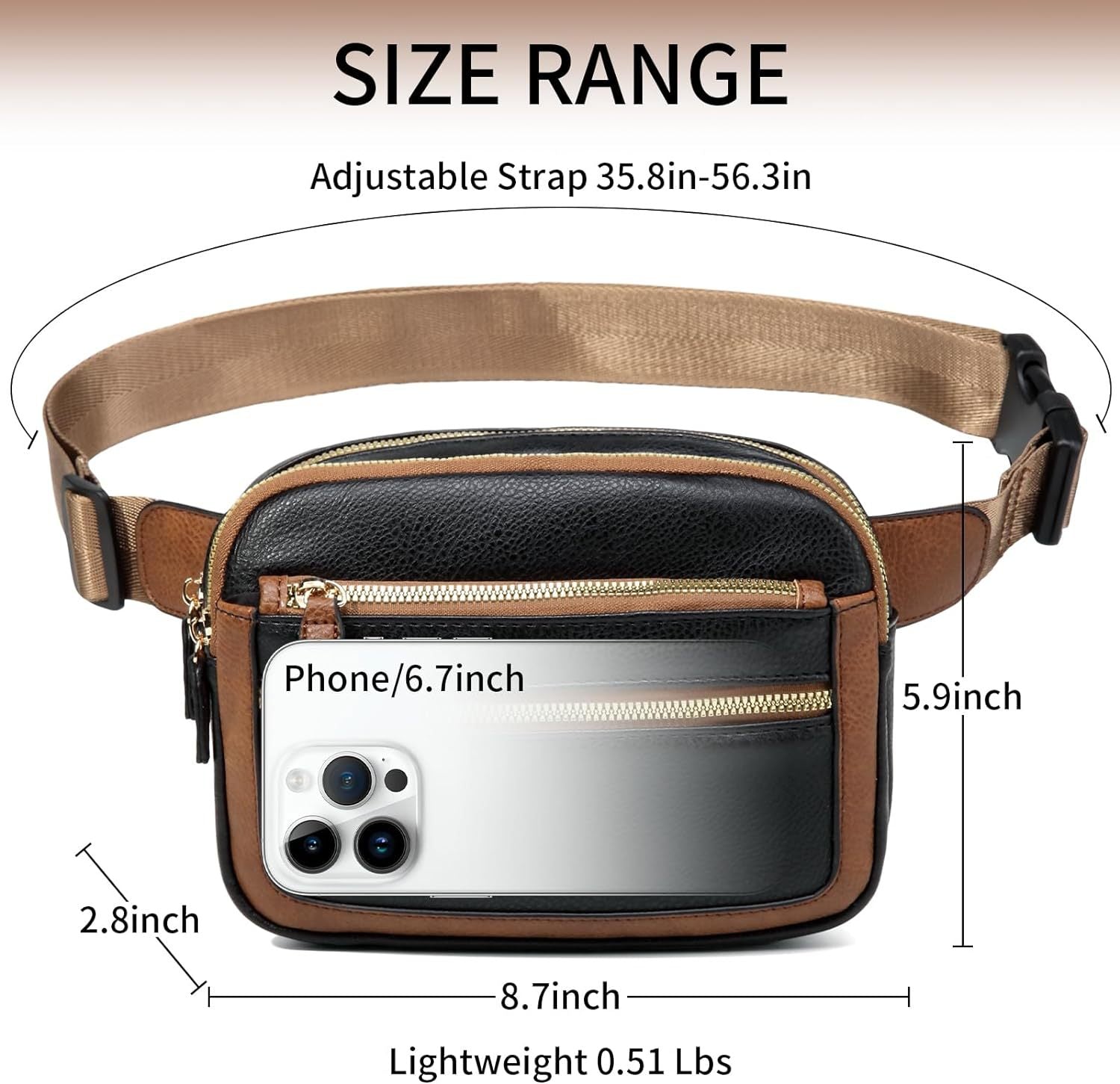 SUPSCH159 Leather Fanny Pack for Women Men