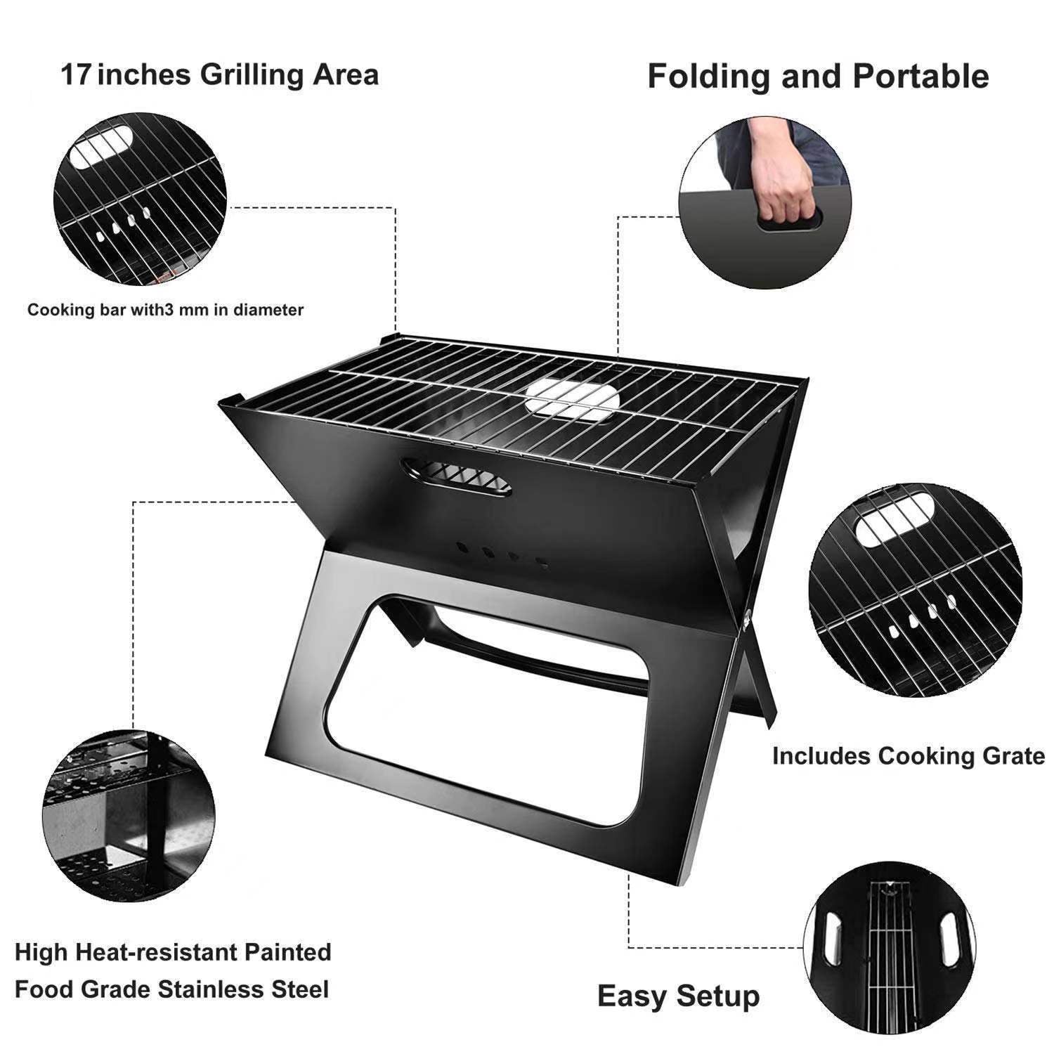 SUPSAS12 Portable BBQ Charcoal Grill