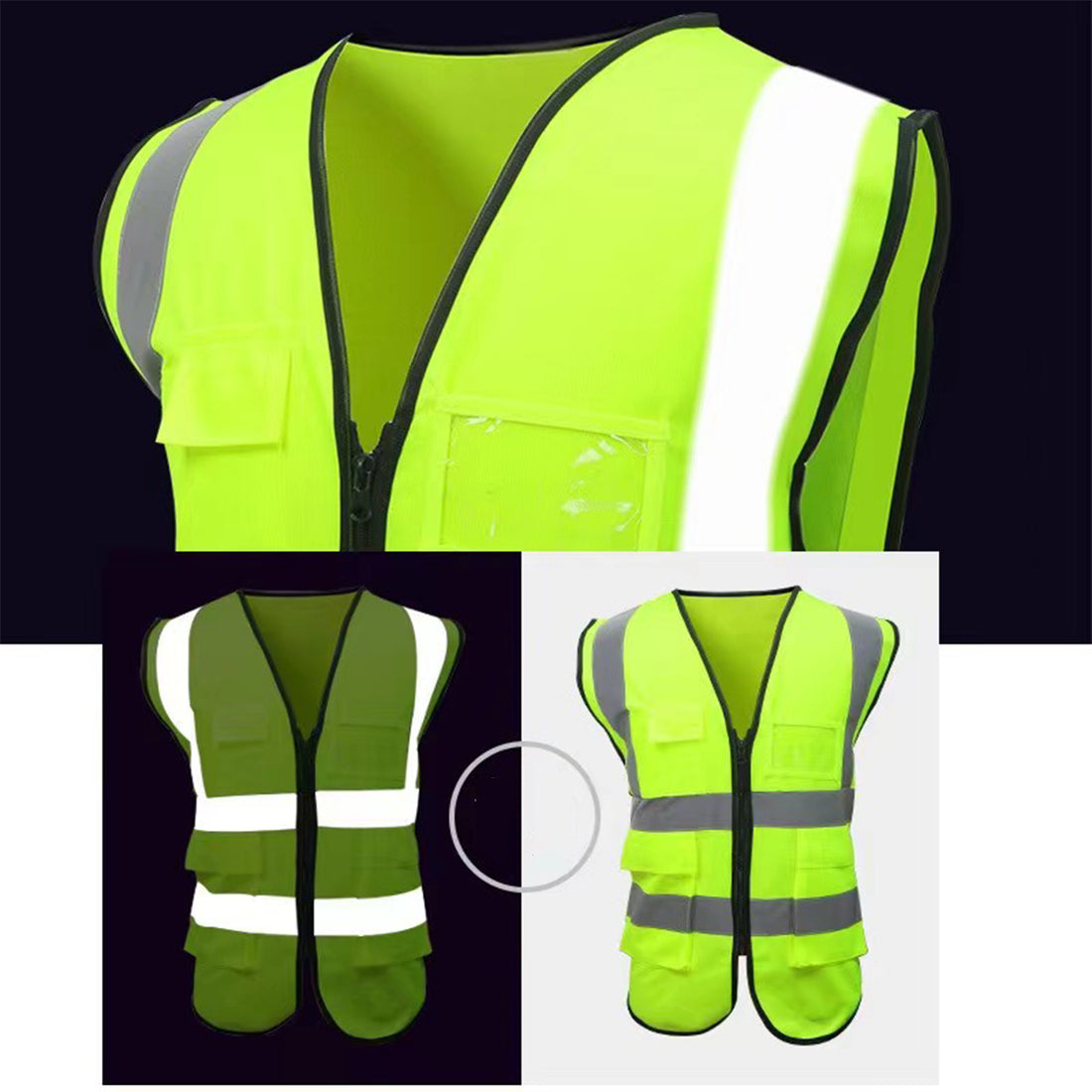 SUPSAS175 Reflective Safety Vests with Pockets and Zipper