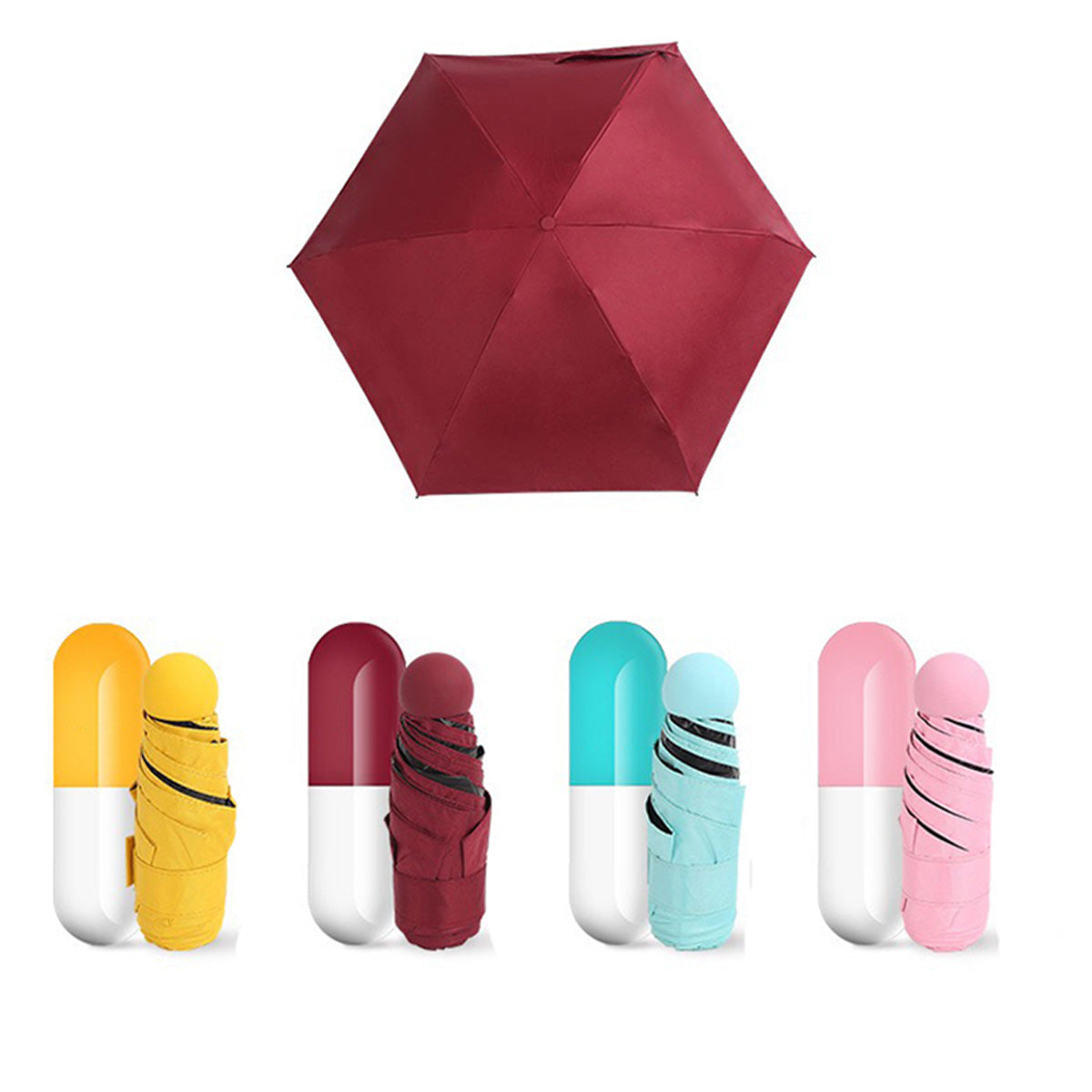 SUPSAS176 Mini Umbrella with Cute Capsule Case