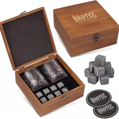 SUPSAS22 Whiskey Glasses and Stones Gift Set