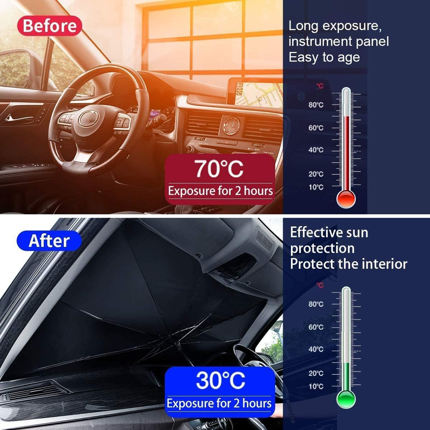 SUPSAW10 Car Sun Shade Windshield Foldable Umbrella