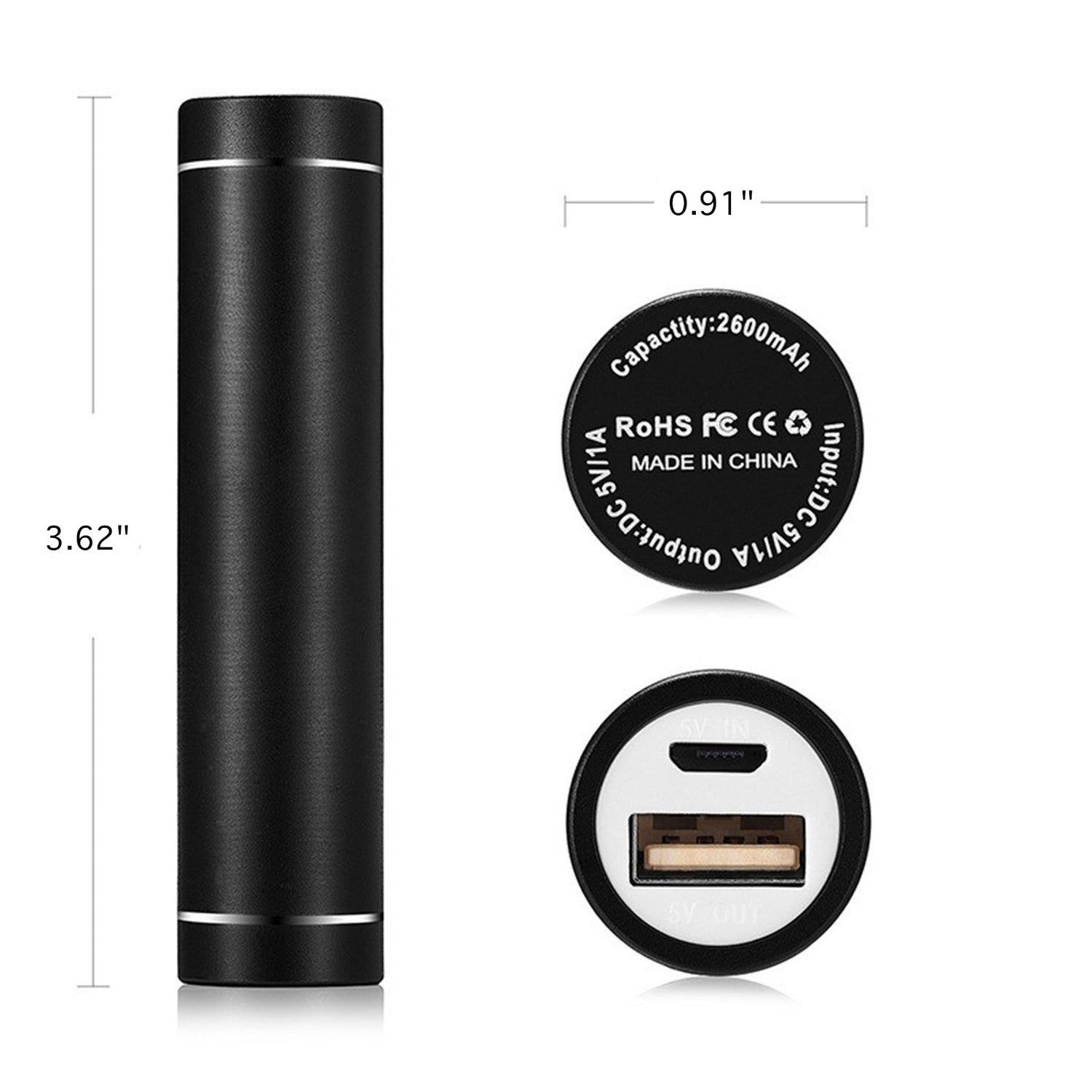 SUPSAW105 2600mAh Portable Cylinder Metal Power Bank Charger