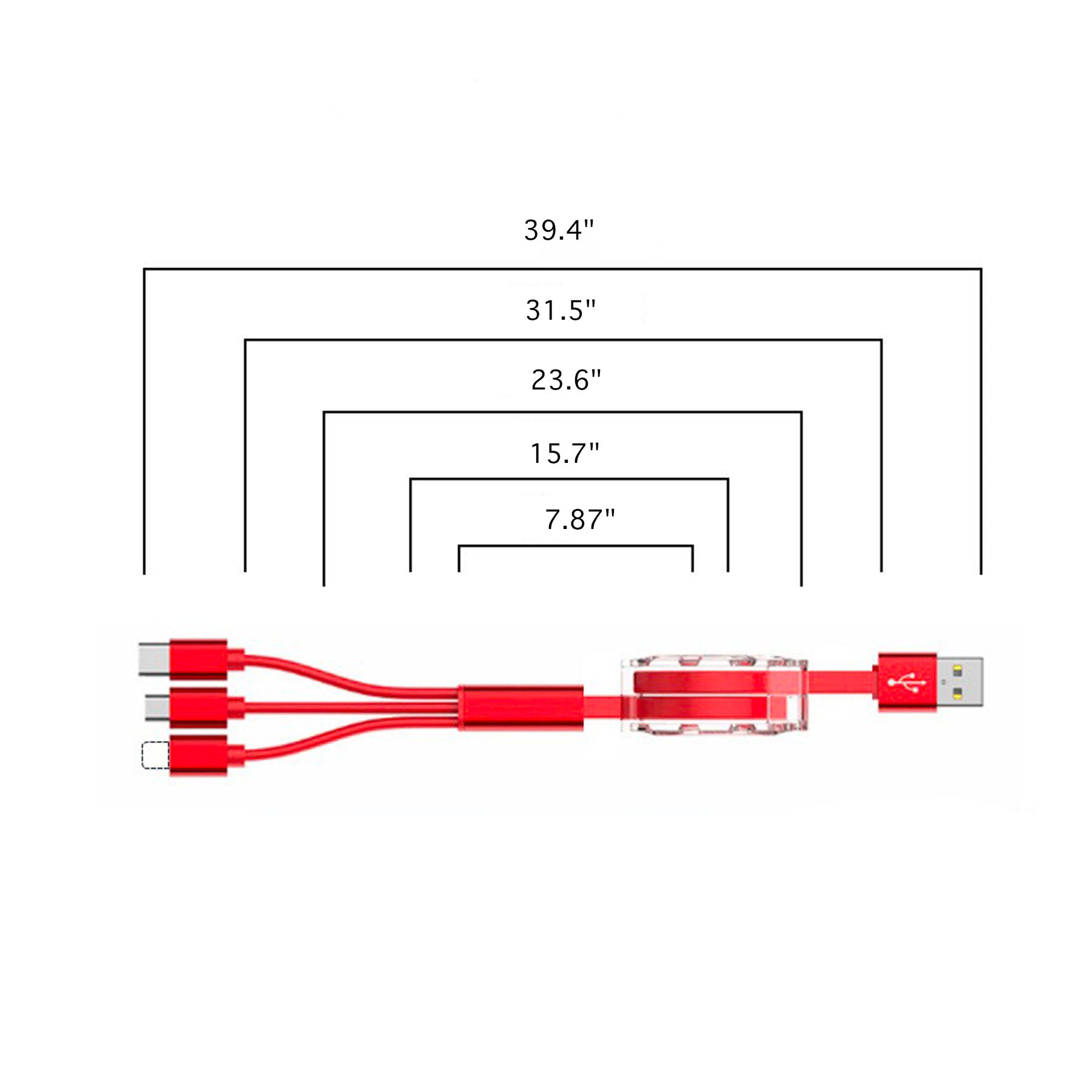 SUPSAW110 3-in-1 Retractable USB Cable Fast Charger Cord