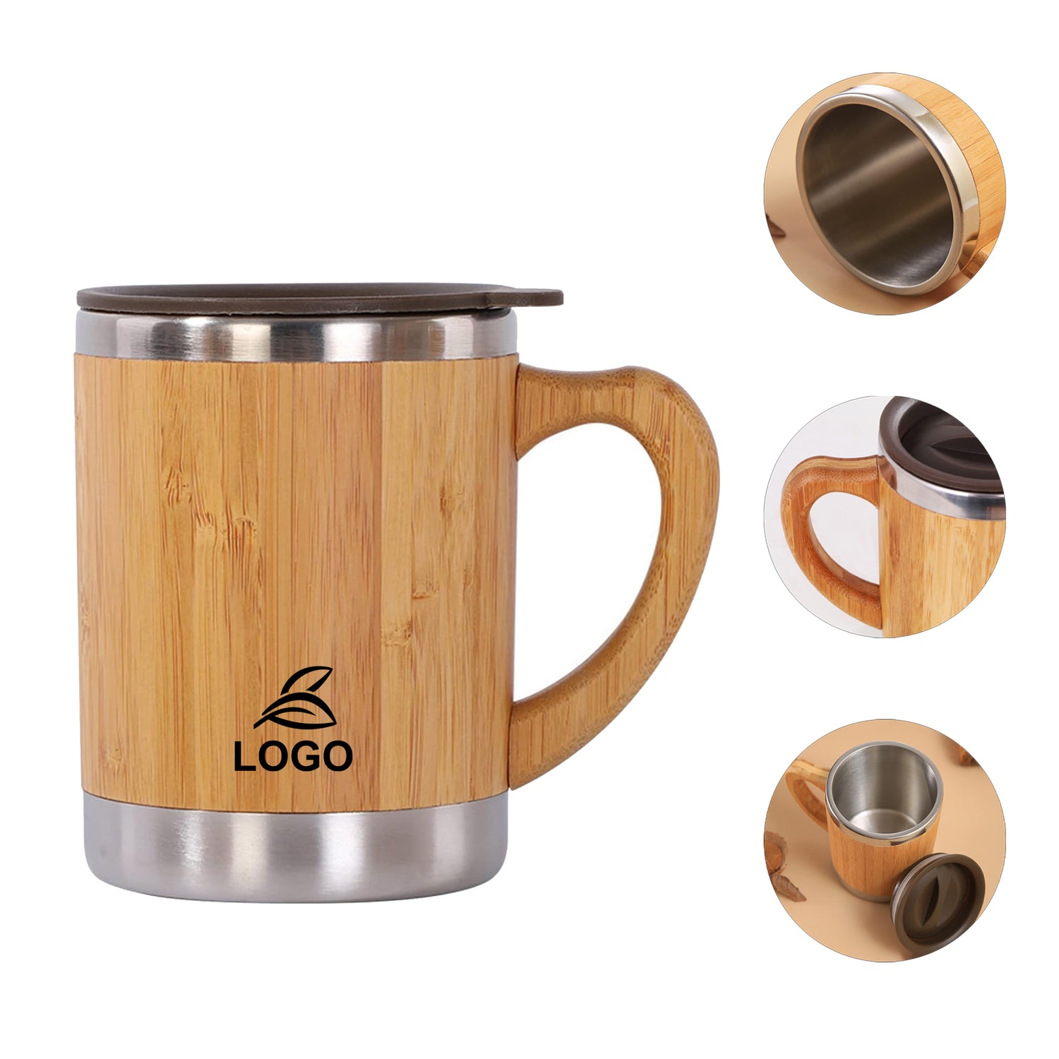 SUPSAW121 Stainless Steel Bamboo Coffee Mug