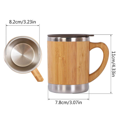 SUPSAW121 Stainless Steel Bamboo Coffee Mug