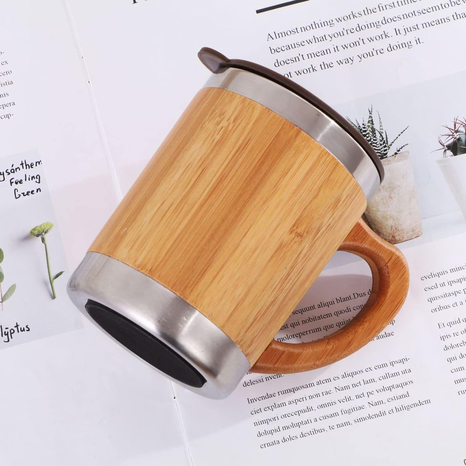 SUPSAW121 Stainless Steel Bamboo Coffee Mug