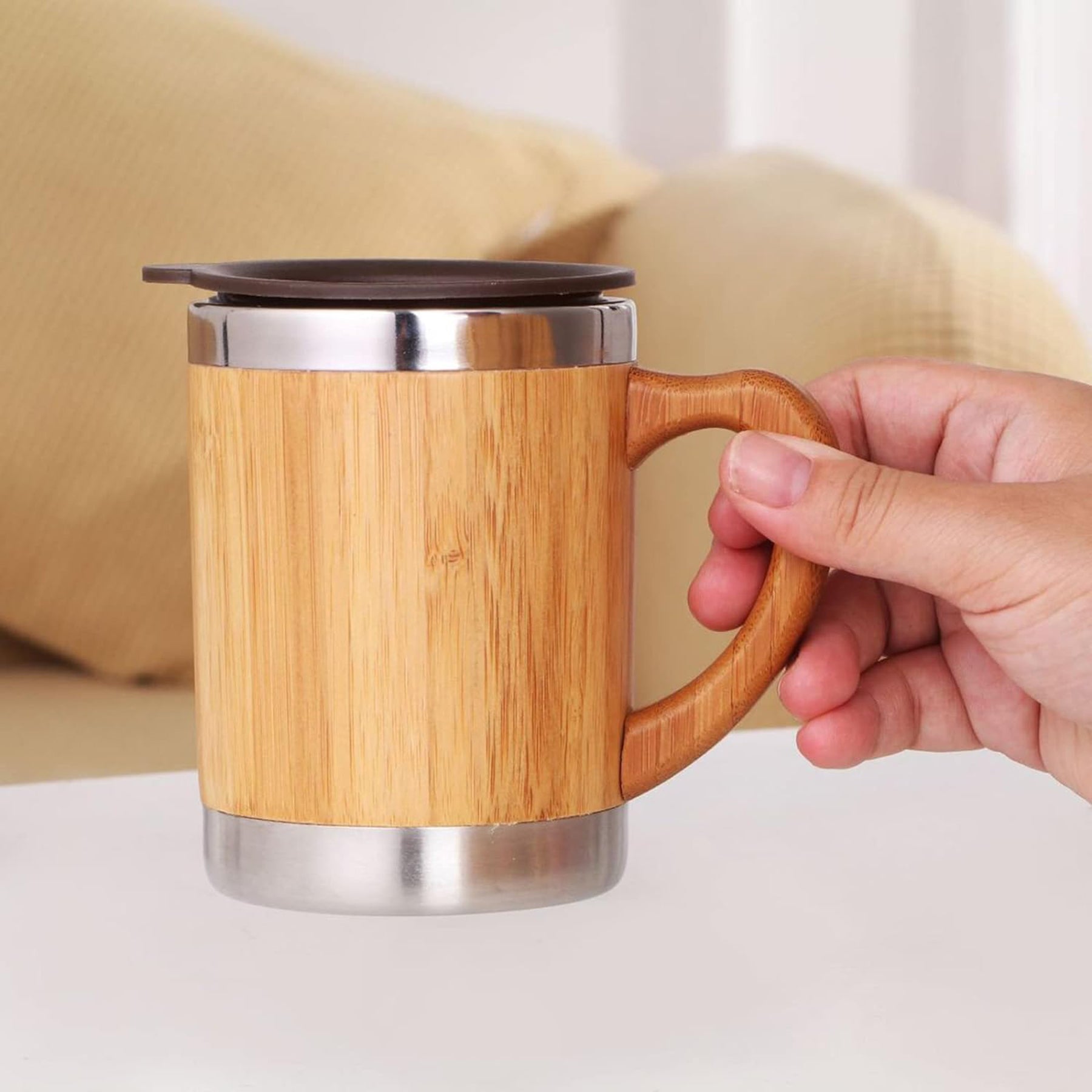 SUPSAW121 Stainless Steel Bamboo Coffee Mug