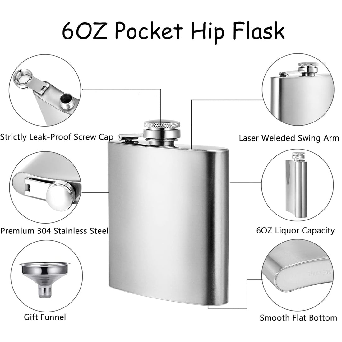 SUPSAW22 Stainless Steel Hip Flask