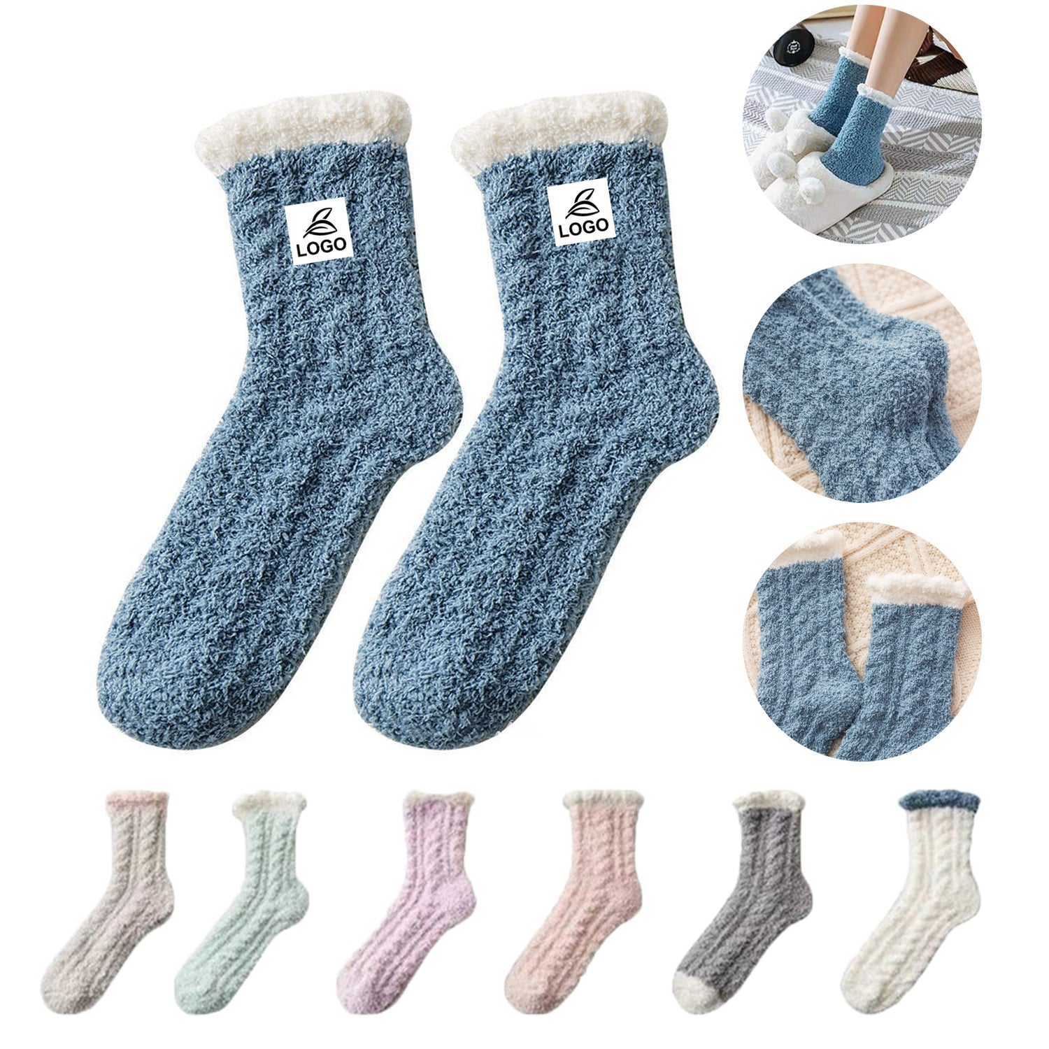 SUPSAW44 Soft Cozy Fluffy Slipper Socks