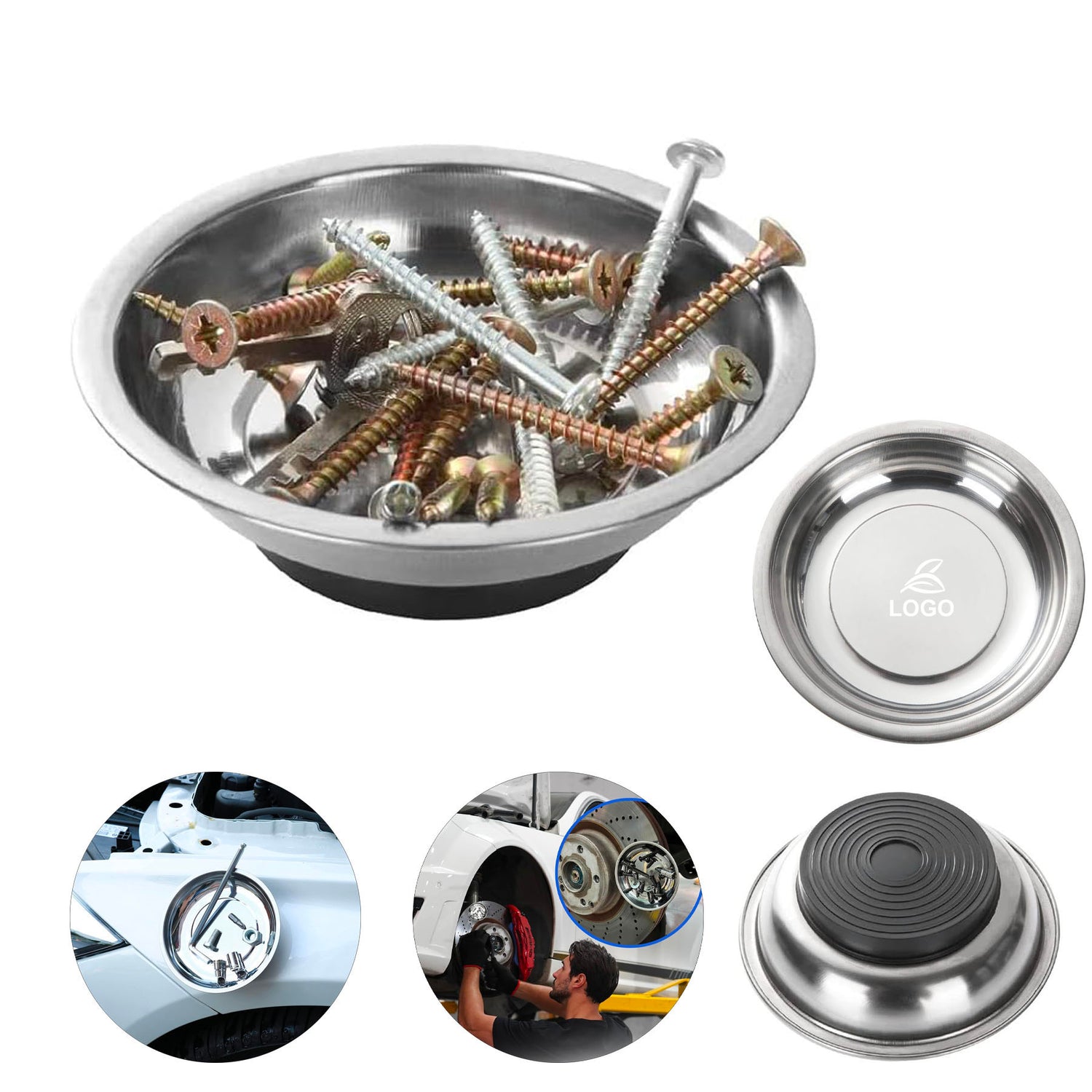 SUPSAW87 3&quot; Round Stainless Steel Magnetic Part Bowl