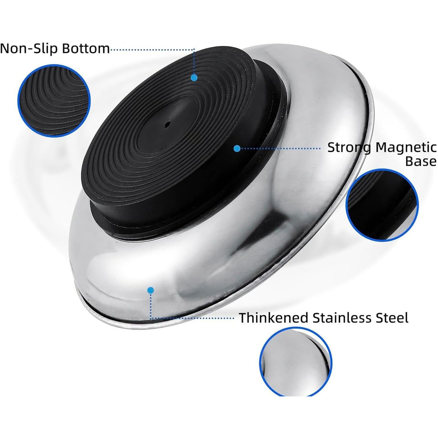 SUPSAW87 3&quot; Round Stainless Steel Magnetic Part Bowl