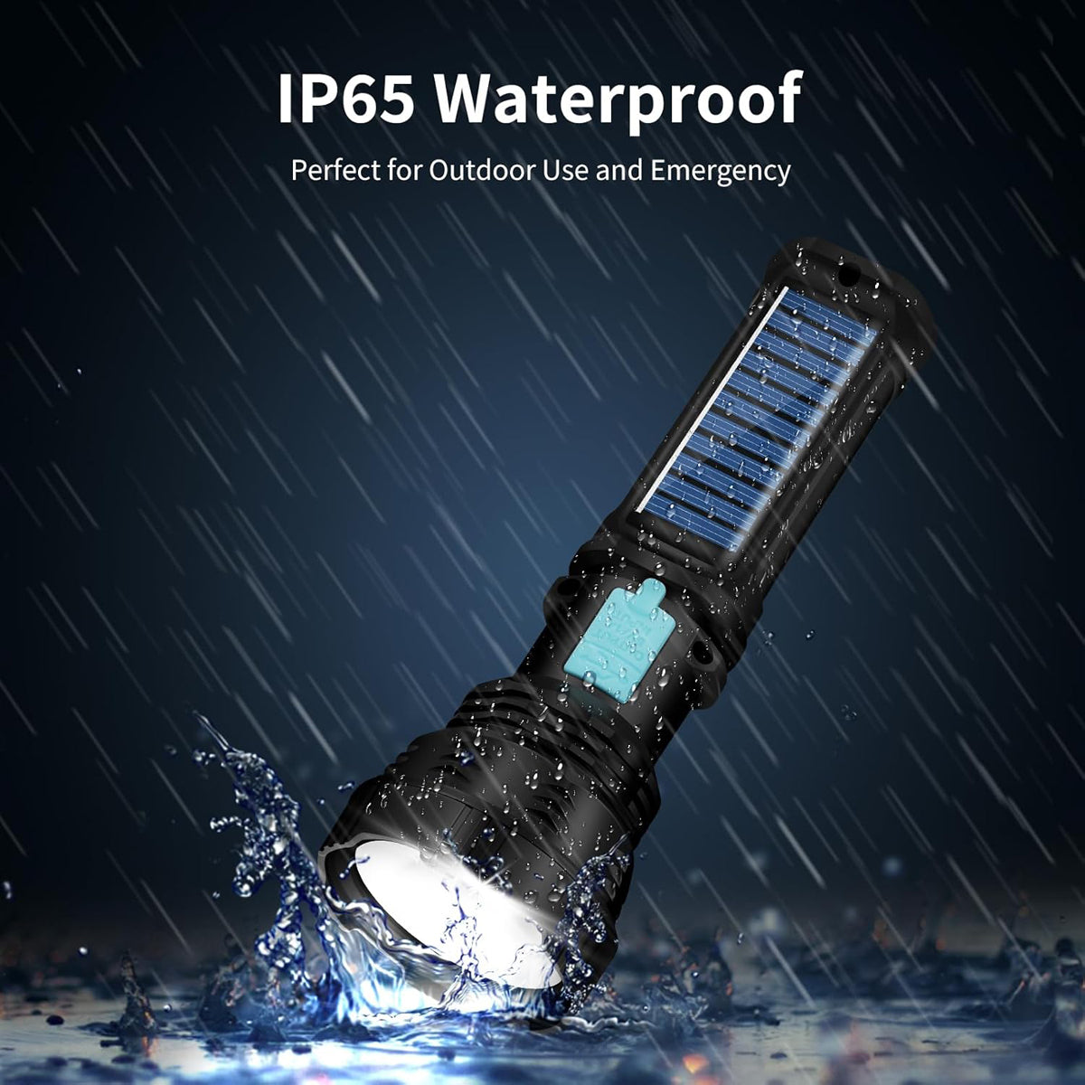 HUPSAZ11 Waterproof Solar Handheld Rechargeable Flashlights