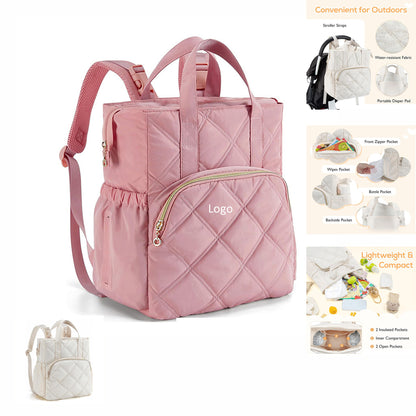 HUPSAZ32 Quilted Diaper Bag Backpack with Insulated Pockets