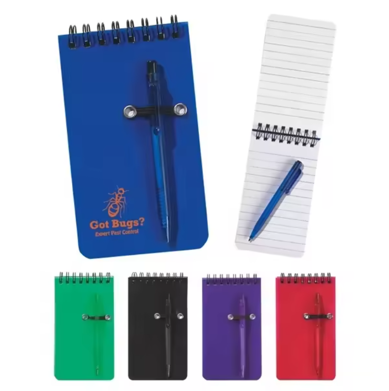 SUPSBL153 Custom Spiral Pocket Jotter with Pen