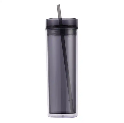 SUPSBL22 16oz Plastic Double Wall Tumblers with Straw