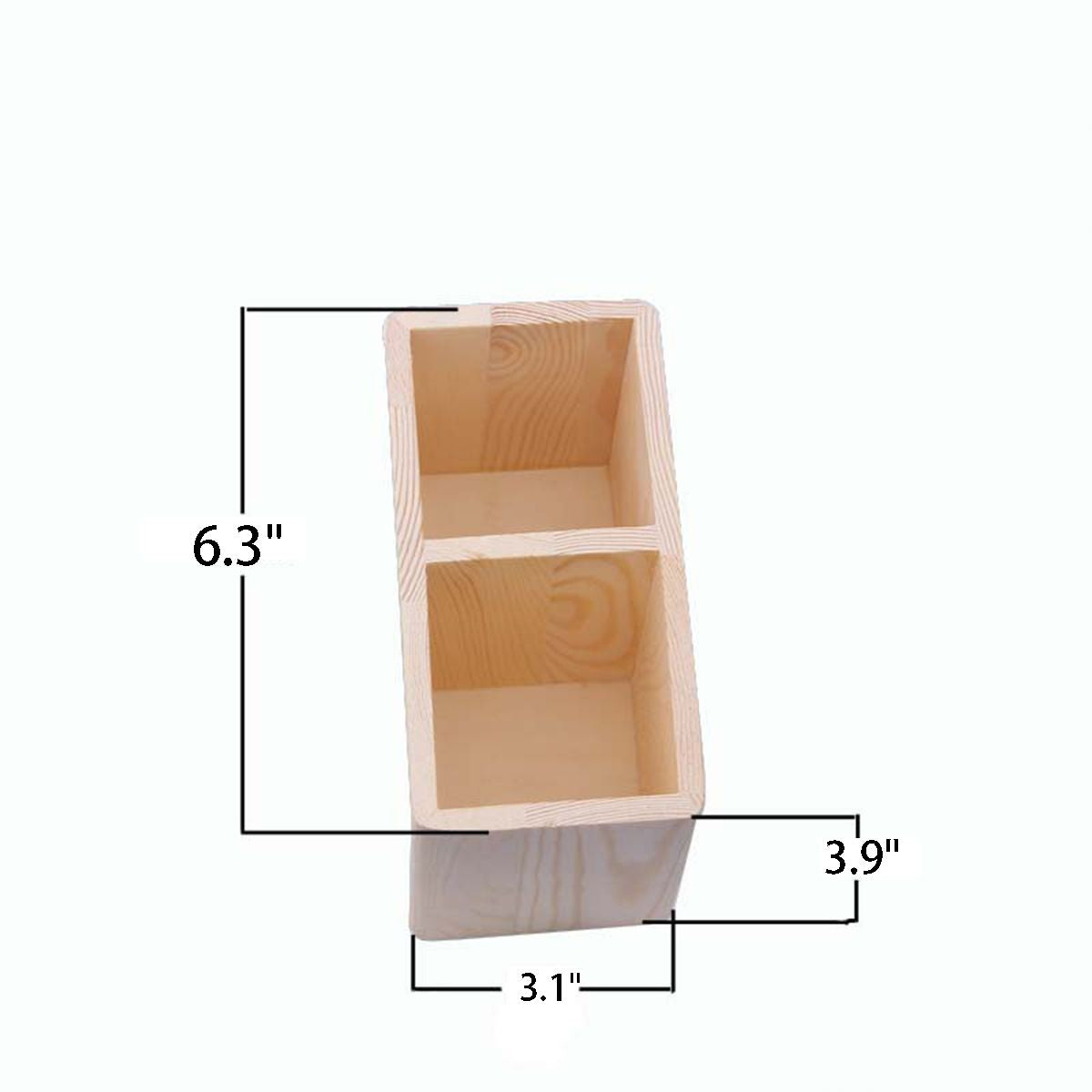 SUPSBY09 Stiftehalter aus Holz mit 2 Fächern zur Aufbewahrung auf dem Schreibtisch, Mehrzweck-Aufbewahrung für TV-Fernbedienungen, Bürobedarf