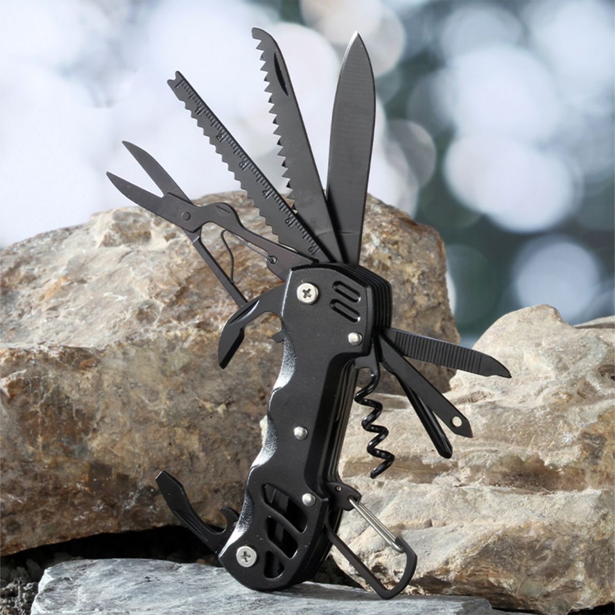 SUPSCW10 Pocket Knife, 13 in 1 Multi tool Folding Utility Plier, Bottle Opener Saw Screwdrivers Bottle Opener, For Camping Survival Hunting Fishing Hiking, Gifts for Men Dad