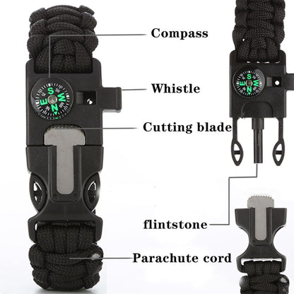 SUPSCW13 Survival Bracelet 5-in-1 Emergency Kit with Flint Fire Starter, Whistle Loud, Compass, Parachute Cord,Tactical Survival Gear and Equipment, Perfect for Hiking, Camping, Hunning.