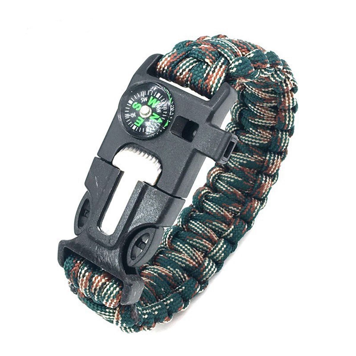 SUPSCW13 Survival Bracelet 5-in-1 Emergency Kit with Flint Fire Starter, Whistle Loud, Compass, Parachute Cord,Tactical Survival Gear and Equipment, Perfect for Hiking, Camping, Hunning.