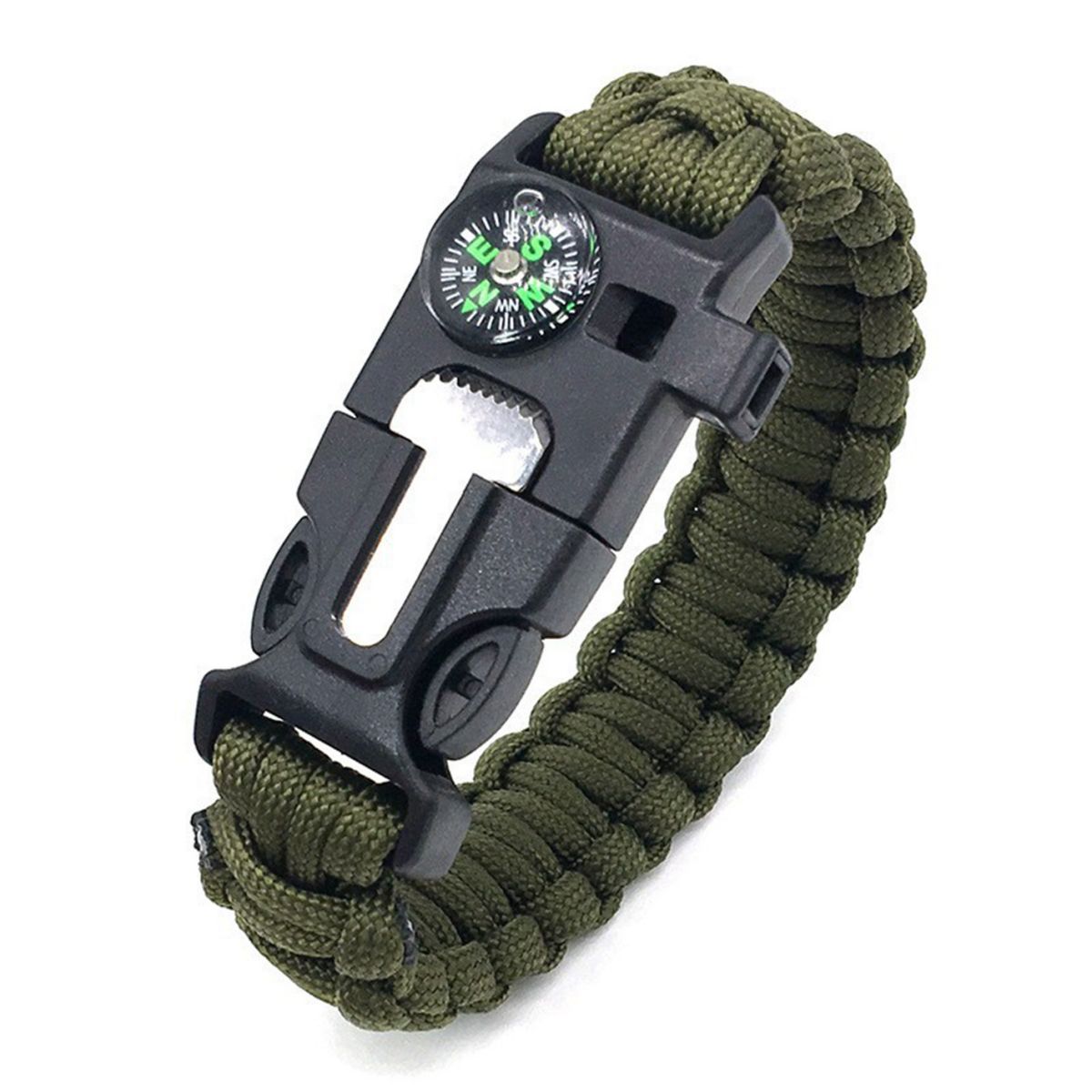 SUPSCW13 Survival Bracelet 5-in-1 Emergency Kit with Flint Fire Starter, Whistle Loud, Compass, Parachute Cord,Tactical Survival Gear and Equipment, Perfect for Hiking, Camping, Hunning.