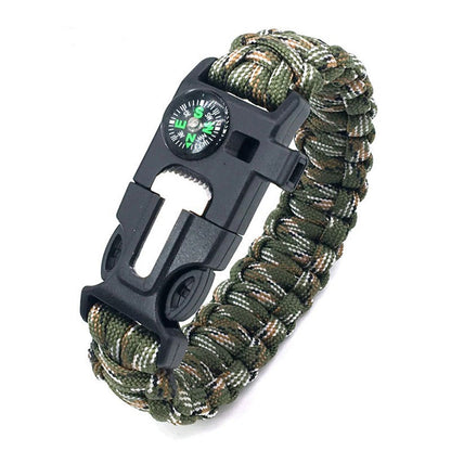 SUPSCW13 Survival Bracelet 5-in-1 Emergency Kit with Flint Fire Starter, Whistle Loud, Compass, Parachute Cord,Tactical Survival Gear and Equipment, Perfect for Hiking, Camping, Hunning.