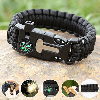 SUPSCW13 Survival Bracelet 5-in-1 Emergency Kit with Flint Fire Starter, Whistle Loud, Compass, Parachute Cord,Tactical Survival Gear and Equipment, Perfect for Hiking, Camping, Hunning.