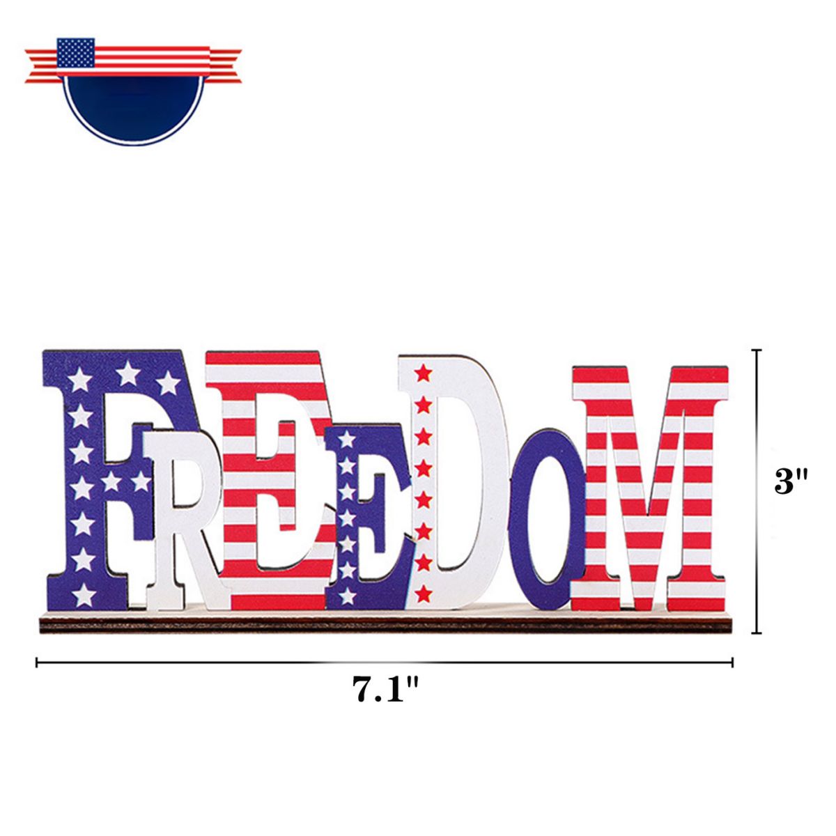 SUPSCW14 Patriotisches Holzschild mit Stern, dekorative Holzblockschilder, freistehende Buchstabenaussparung für den Kaminsims (4. Juli)