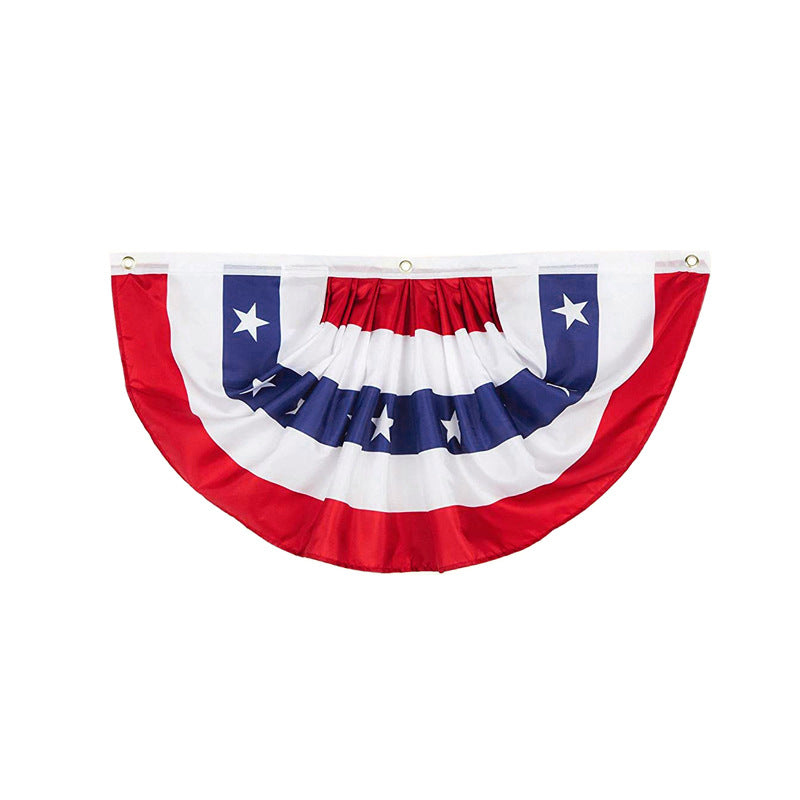 SUPSCW17 1,7 x 3,5 Fuß amerikanische gefaltete Fächerflagge, amerikanische Flaggen-Wimpelkette für draußen, patriotische US-Halbfächer-Bannerflagge für den 4. Juli, Memorial Day, Unabhängigkeitstag, Dekoration für drinnen und draußen