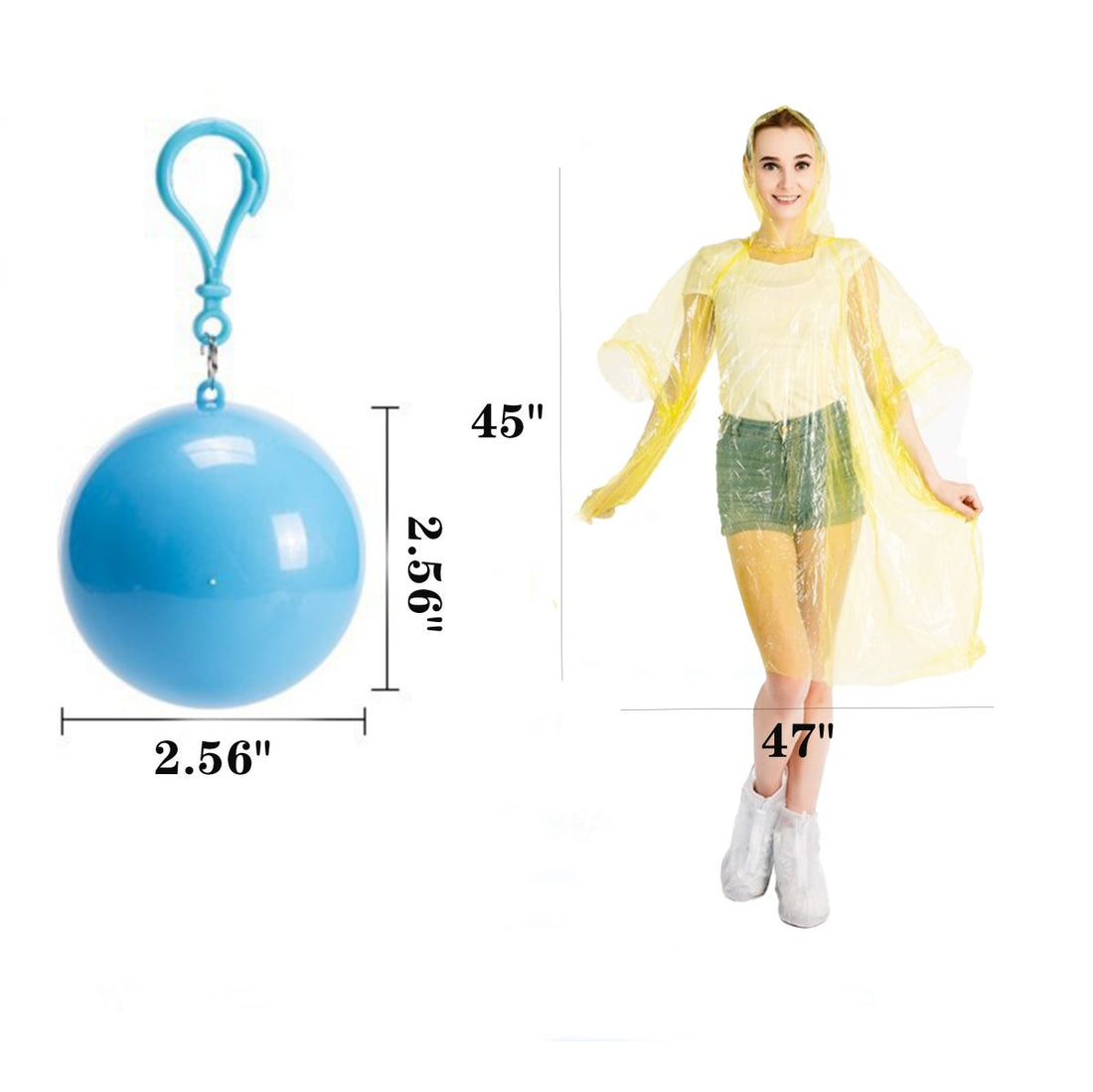 SUPSCW22 Einweg-Notfallregenmäntel, wasserdichter Regenponcho, in einem Ball.