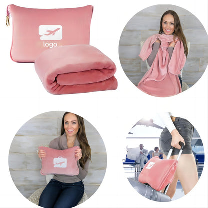 SUPSJC16 Travel Pillow 2 in 1 Airplane Blanket