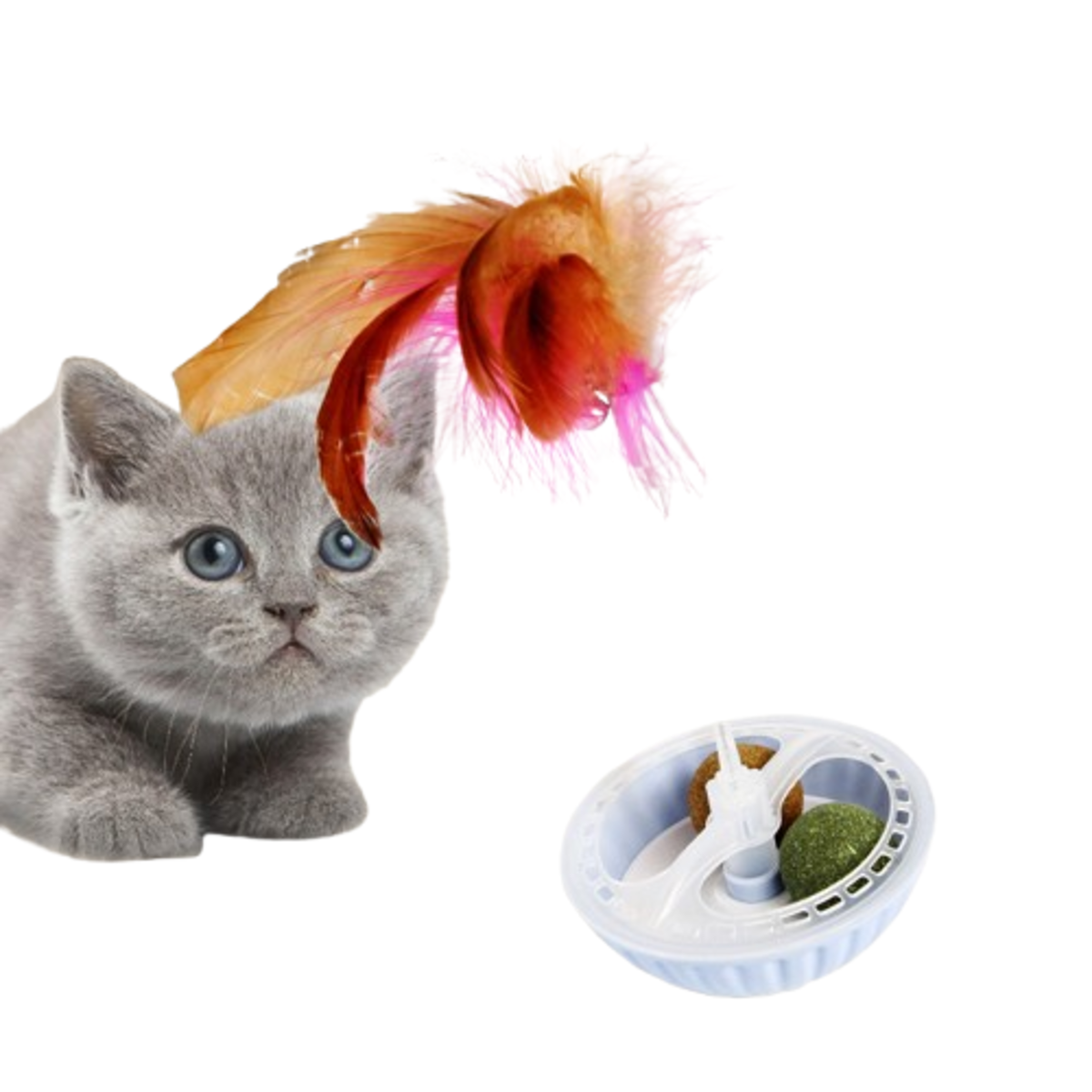 SUPSJY11 Interactive Tumbler Cat Toy with Feather and Bell Toppers