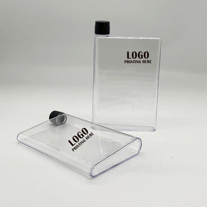 SUPSRC05 A5 Notebook Shaped 11.8oz Transparent Clear Flat Water Bottle