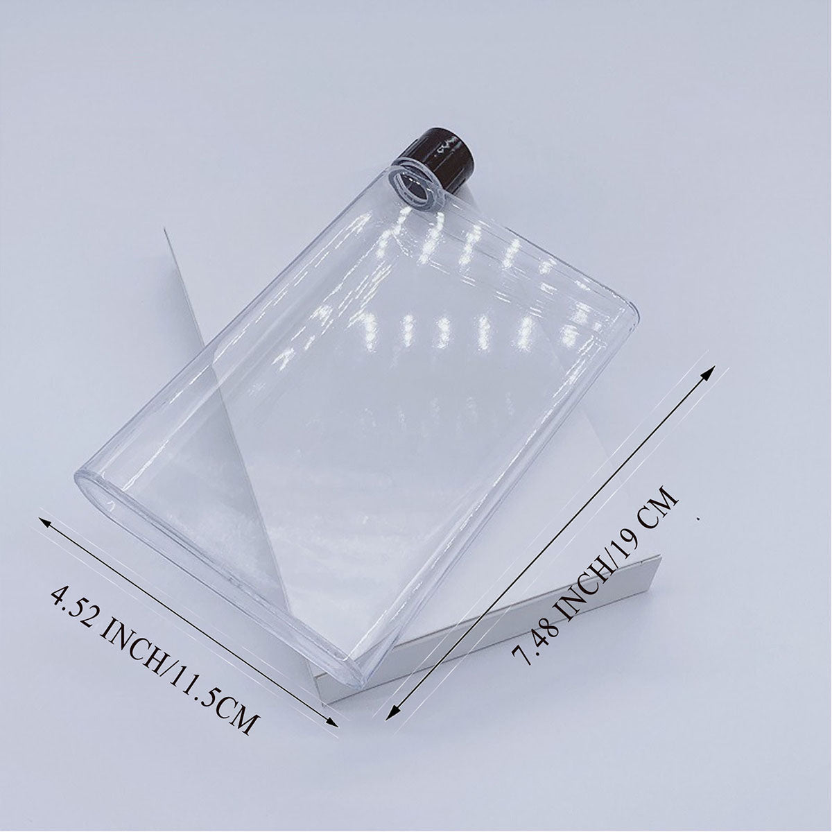 SUPSRC05 A5 Notebook Shaped 11.8oz Transparent Clear Flat Water Bottle