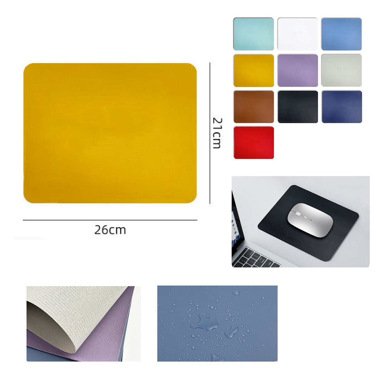 HUPSRC26 Square PU Leather Mouse Pad