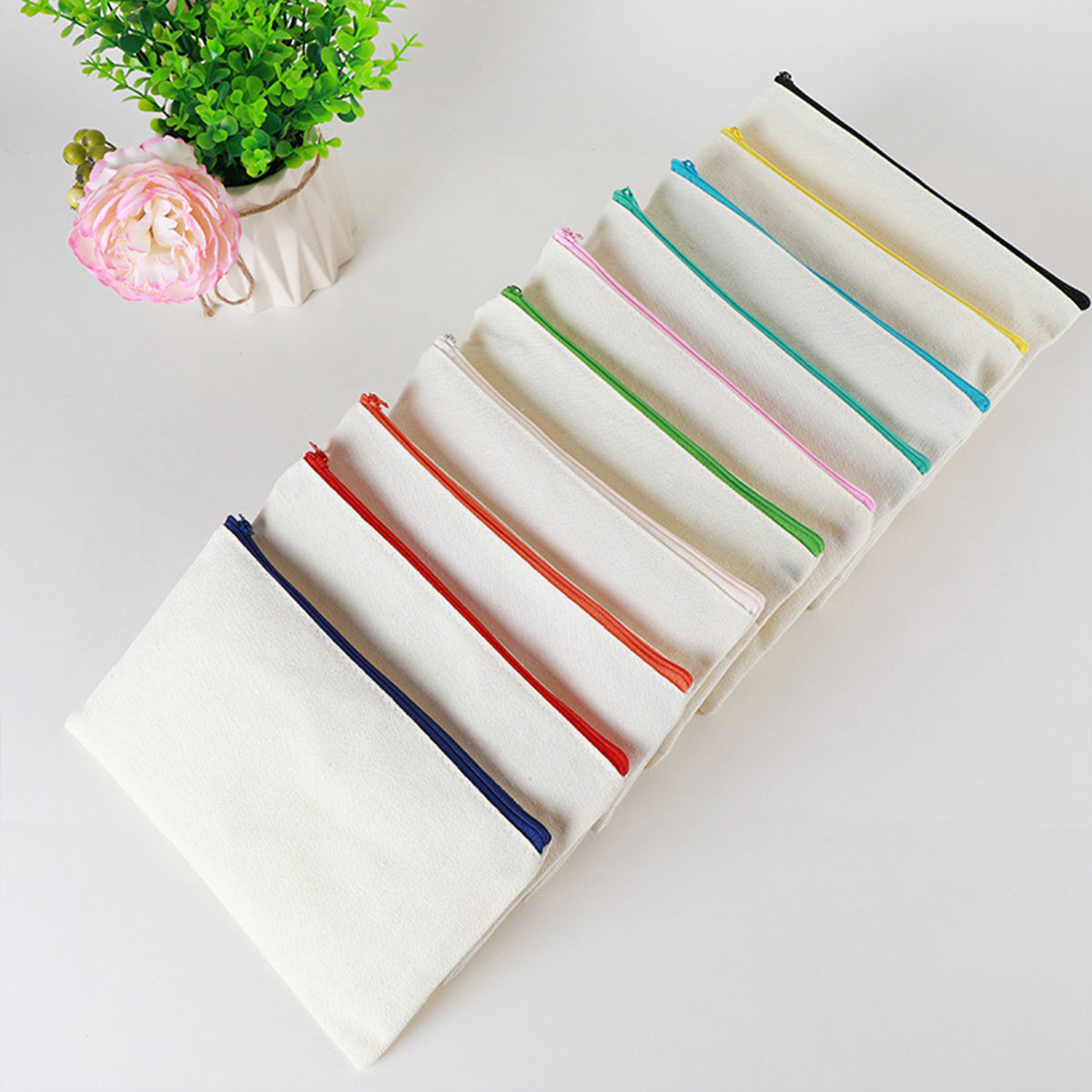 HUPSRC36 Plain Cotton Canvas Multipurpose Zipper Bag