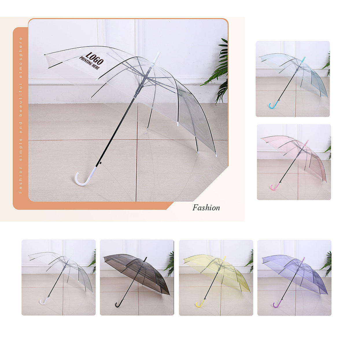 HUPSRC61 Clear Umbrella Wedding Style Stick Umbrellas Large Canopy Windproof Bulk Auto Open Umbrella