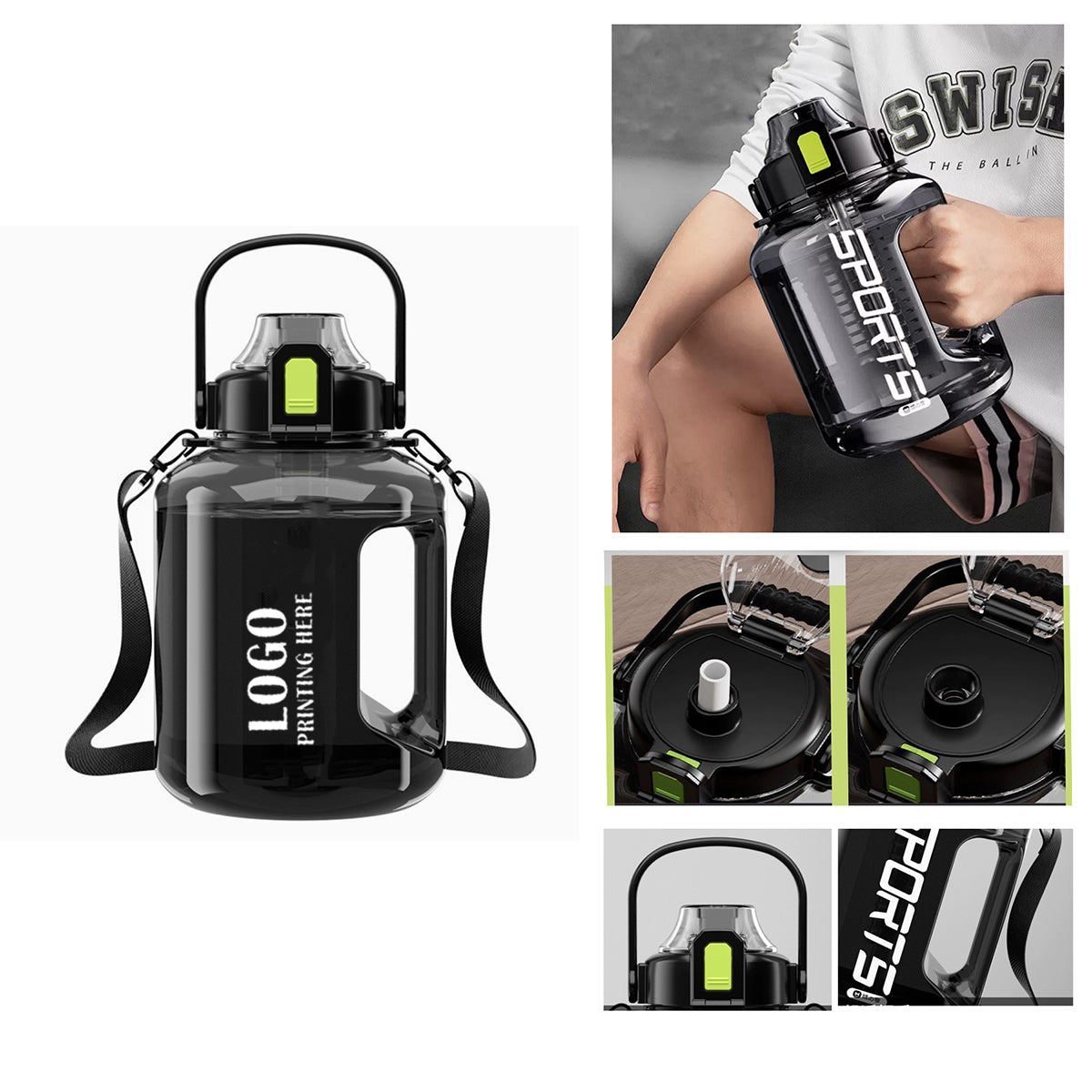 SUPSRC74 3.0 L Large Capacity Wide Mouth Plastic Sport Water Bottle