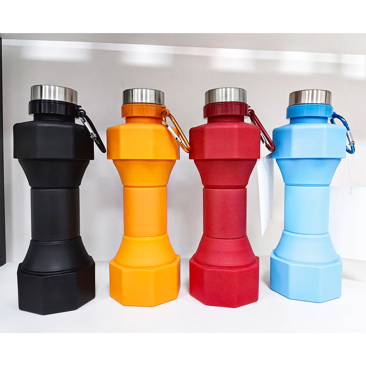 SUPSRC80 21 oz.Collapsible Dumbbell Water Bottle With Carabiner